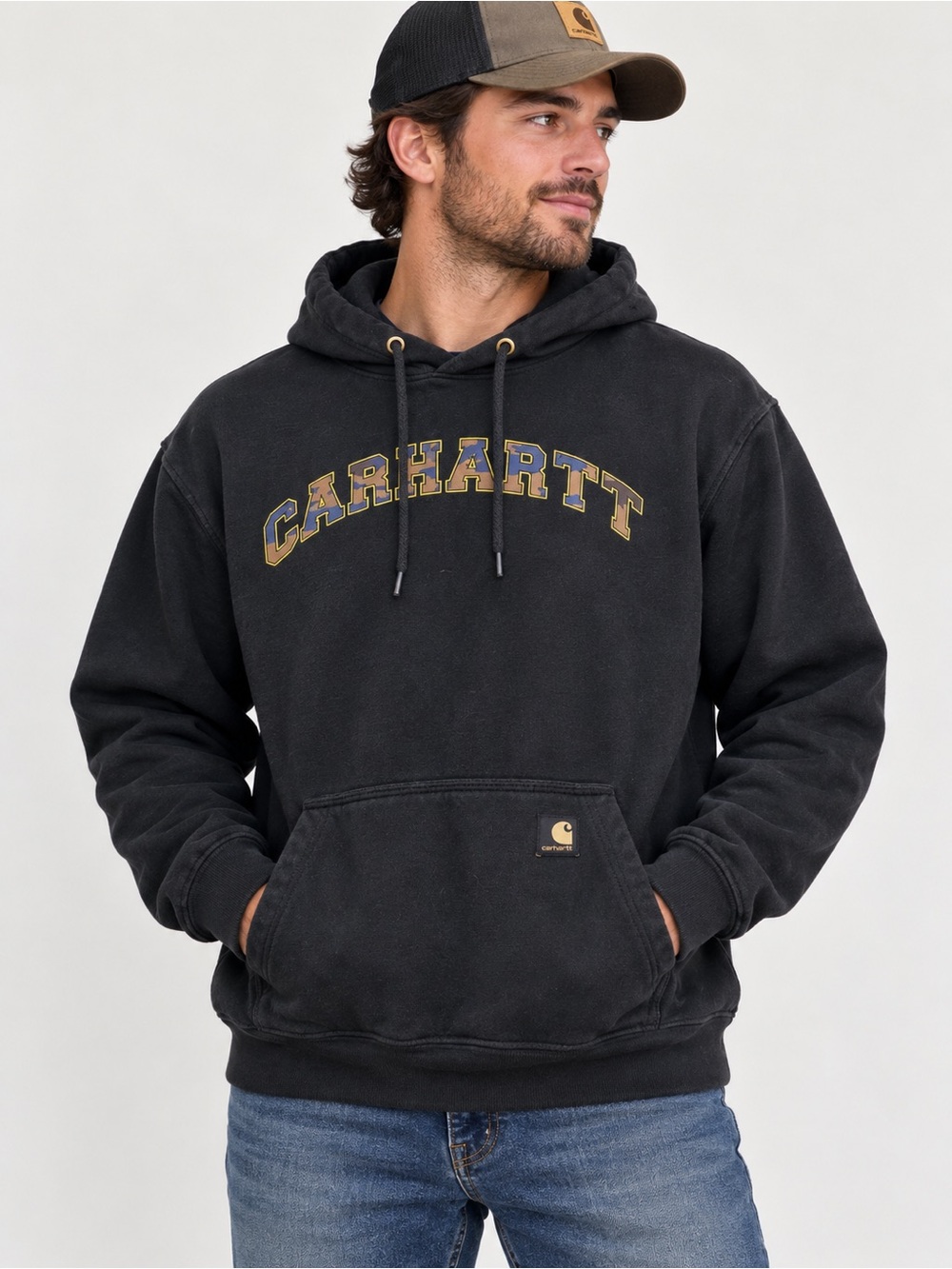 Carhartt Men’s Large Relaxed Fit Graphic Pullover Hoodie Black